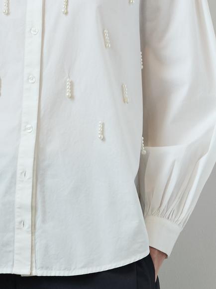 French Connection Cambria Faux Pear Embellished Shirt, Winter White - view 2, Winter White