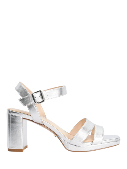 Dune London Manifesting Block Heel Sandals, Silver, Silver