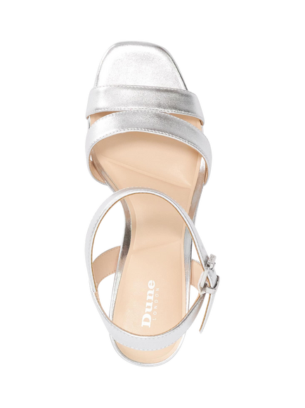 Dune London Manifesting Block Heel Sandals, Silver - view 2, Silver