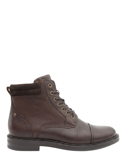 Jones Bootmaker Eugene Leather Lace Up Boots, Brown, Brown
