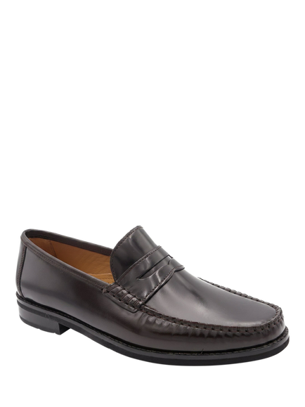 Jones Bootmaker Quennell Leather Penny Loafers, Burgundy - view 2, Burgundy