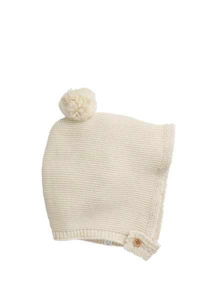 MORI Baby Knitted Cotton Blend Bonnet, Eggnog, Eggnog