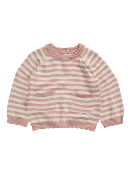 MORI Kids' Striped Knit Jumper, Misty Rose, Misty Rose