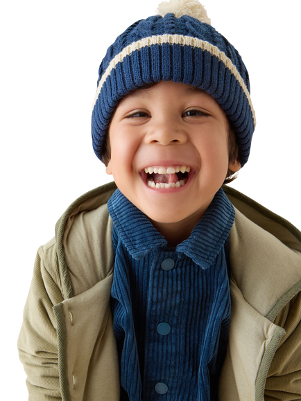 MORI Baby Cotton Blend Chunky Knit Beanie Hat, Pageant Blue - view 2, Pageant Blue