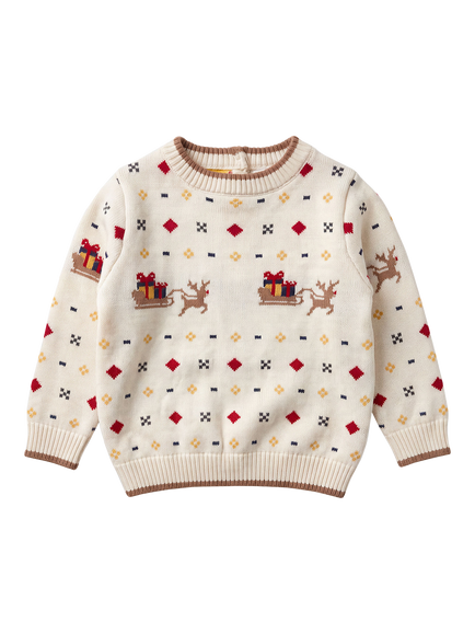 MORI Baby Reindeer Fair Isle Jumper, Multi, Multi