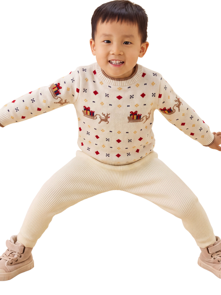 MORI Baby Reindeer Fair Isle Jumper, Multi - view 2, Multi