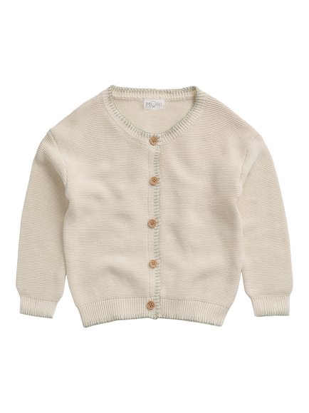 MORI Baby Knitted Cotton Blend Cardigan, Cream, Cream
