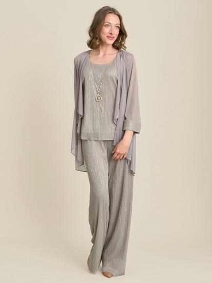 Gina Bacconi Sheri Metallic Crinkle Three Piece Set, Gold, Gold