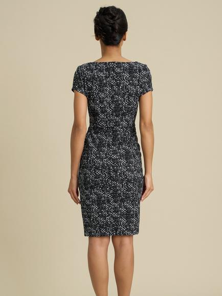 Gina Bacconi Ronda Textured Dress, Black/Ivory - view 2, Black/Ivory