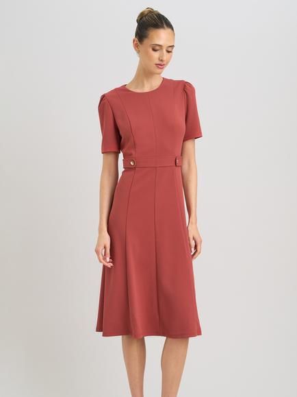 Gina Bacconi Mel Fit And Flare Midi Dress, Rust, Rust