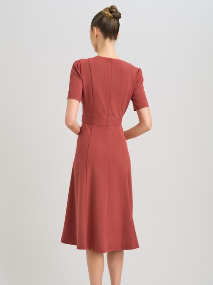 Gina Bacconi Mel Fit And Flare Midi Dress, Rust - view 2, Rust