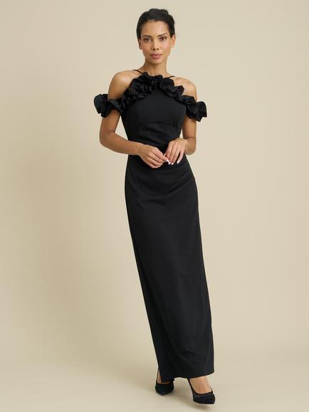 Gina Bacconi Toni Ruffle Off Shoulder Maxi Dress, Black, Black