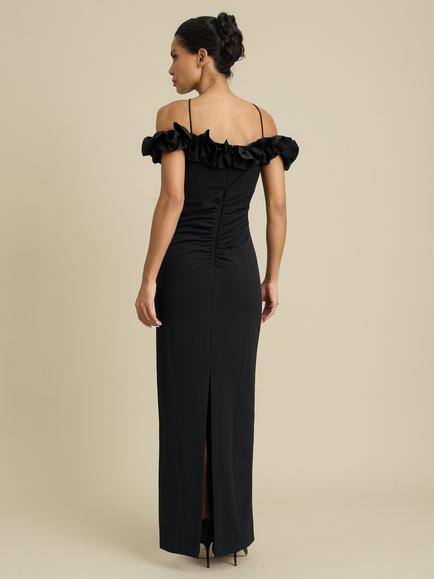 Gina Bacconi Toni Ruffle Off Shoulder Maxi Dress, Black - view 2, Black