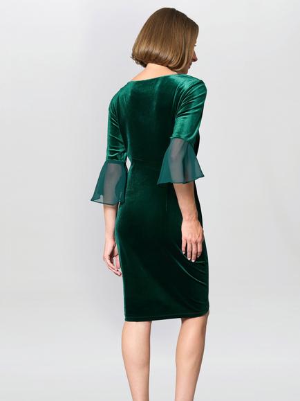 Gina Bacconi Diane Velvet Dress, Green - view 2, Green