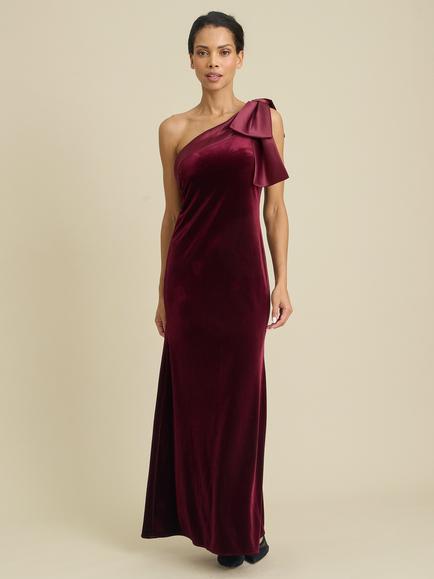 Gina Bacconi Angela One Shoulder Maxi Dress, Burgundy, Burgundy
