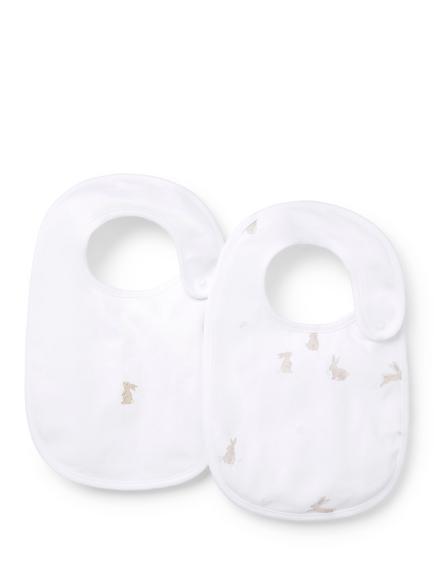 The White Company Baby Cotton Bunny Bib Set, Pack of 2, White, White