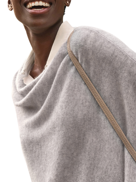 Pure Collection Gass Pure Cashmere Poncho, Heather Dove - view 2, Heather Dove