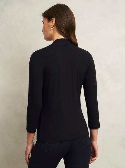 Hobbs Aimee V-Neck Top containing LENZING™ ECOVERO™ Viscose, Black - view 2, Black
