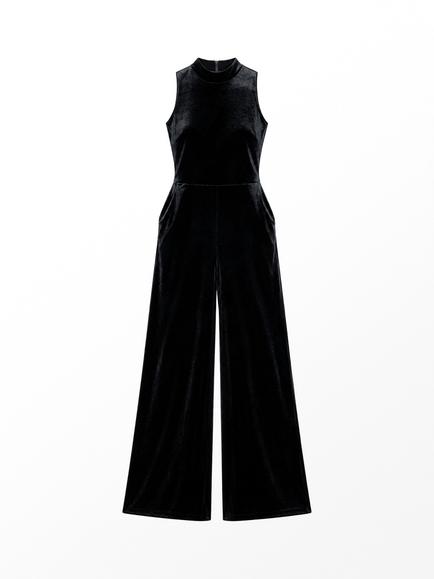 Ro&Zo Callie Velvet Jumpsuit, Black, Black