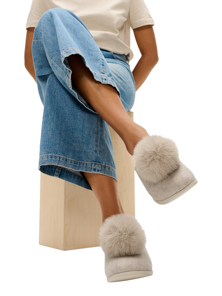 FitFlop IQ-SNUG Felt Slippers - view 2, Hazy Taupe