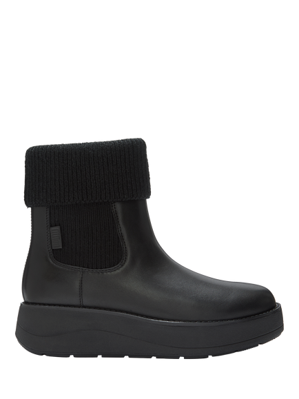 FitFlop Gen-FF Roam Leather Knit Ankle Boots, Black, Black