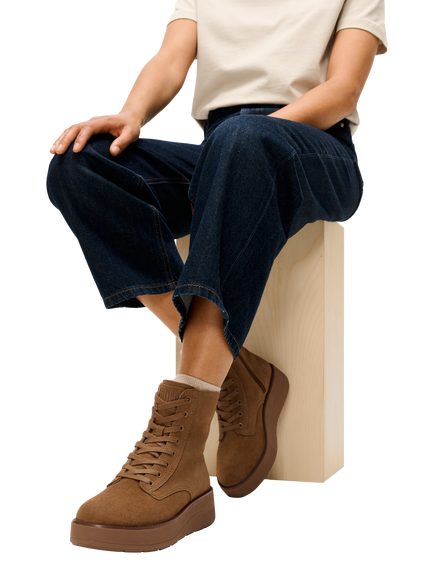 FitFlop Gen-F Roam Shearling Suede Ankle Boots, Terracotta Tan - view 2, Terracotta Tan