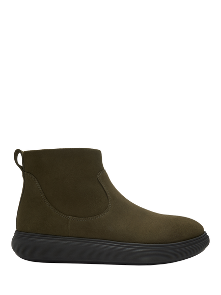 FitFlop IQ-COMFF Suede Zip Ankle Boots, Deep Olive, Deep Olive