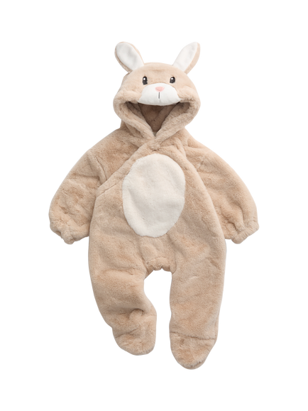 MORI Baby Faux Fur Bunny Pramsuit, Beige, Beige