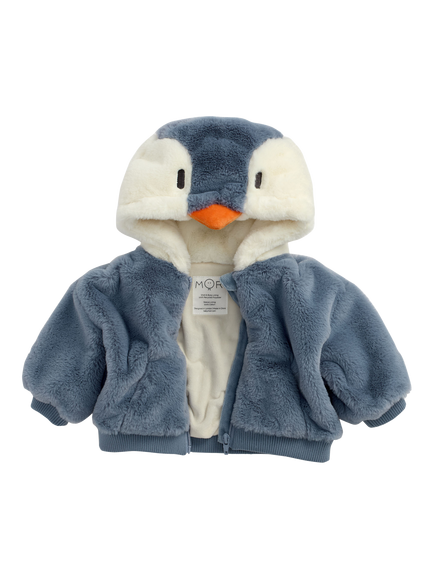 MORI Baby Hooded Faux Fur Penguin Jacket, Blue, Blue