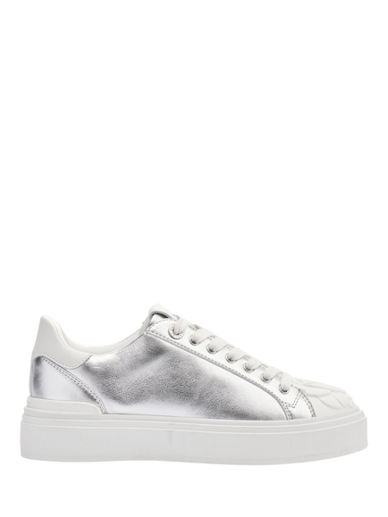 Mallet Bloomsbury Leather Lace Up Trainers, Silver