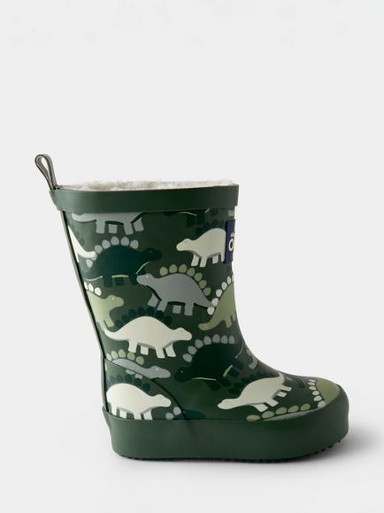 JoJo Maman Bébé Kids' Dinosaur Wellington Boots, Khaki Green, Khaki Green