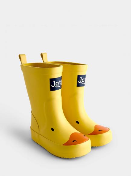 JoJo Maman Bébé Kids' Duck Wellington Boots, Yellow - view 2, Yellow