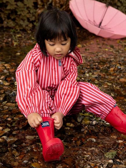 JoJo Maman Bébé Kids' Gingham Lined Wellington Boots, Bright Red - view 2, Bright Red