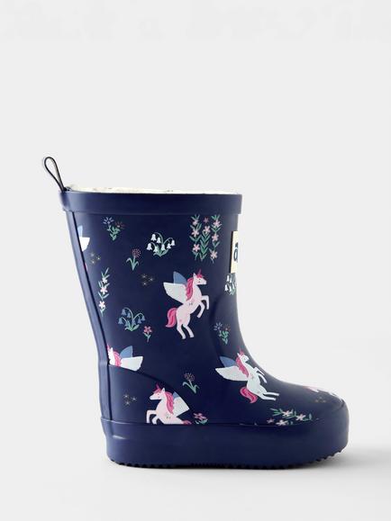 JoJo Maman Bébé Kids' Unicorn Wellies, Navy Blue, Navy Blue