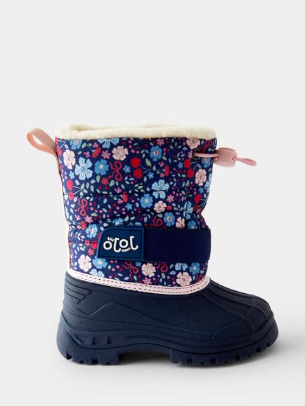 JoJo Maman Bébé Kids' Ditsy Alpine Snow Boots, Navy Blue, Navy Blue