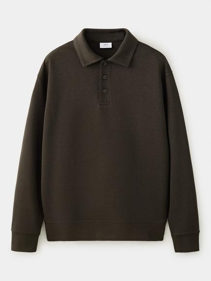 Mango Regular Fit Polo Neck Sweatshirt, Brown
