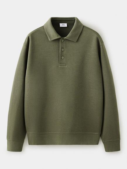 Mango Regular Fit Polo Neck Sweatshirt, Khaki