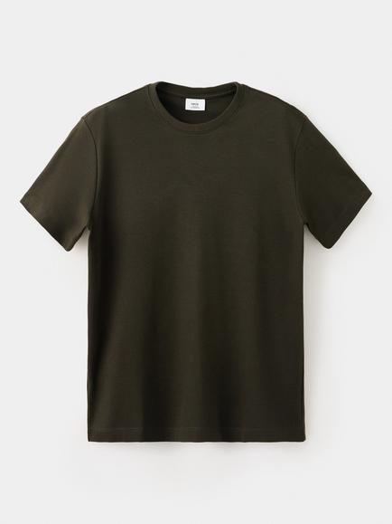 Mango Cotton Crew Neck T-Shirt, Mid Green, Mid Green