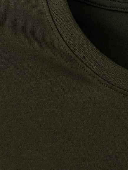 Mango Cotton Crew Neck T-Shirt, Mid Green - view 2, Mid Green