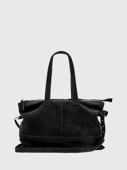 AllSaints Cassius Zipped Suede Tote Bag, Black, Black