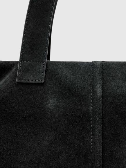 AllSaints Cassius Zipped Suede Tote Bag, Black - view 2, Black