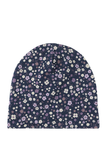 Lindex Kids' Ditsy Floral Beanie Hat, Dark Blue, Dark Blue