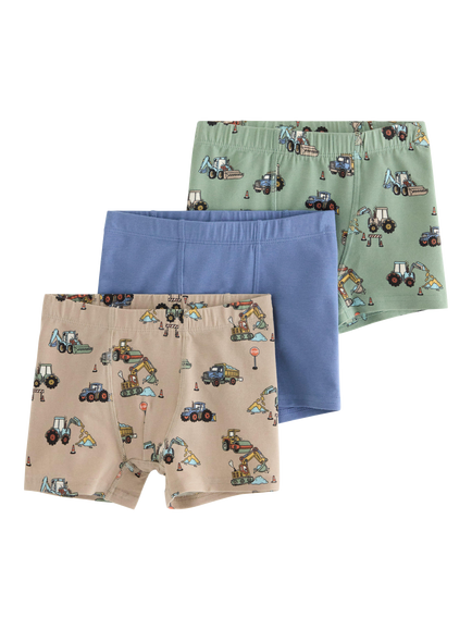 Lindex Kids' Cotton Blend Boxer Shorts, Pack of 3, Light Khaki/Multi, Light Khaki/Multi