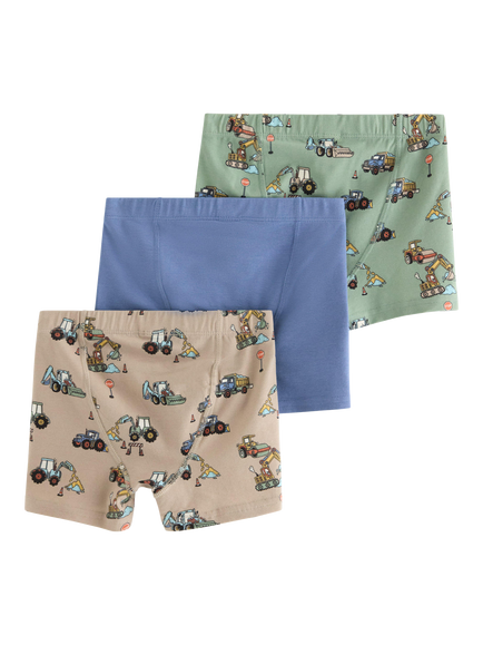 Lindex Kids' Cotton Blend Boxer Shorts, Pack of 3, Light Khaki/Multi - view 2, Light Khaki/Multi