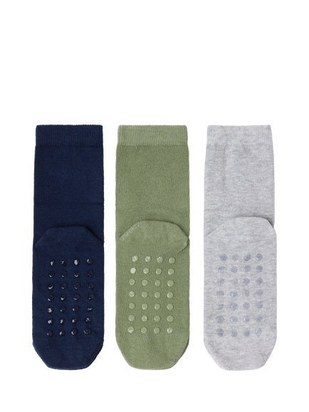Lindex Kids' Vehicle Socks, Pack of 3, Multi - view 2, Light Dusty Green/Multi