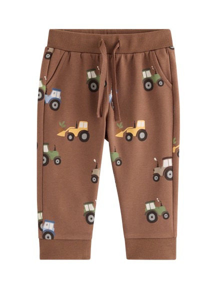 Lindex Kids' Soft Vehicle Joggers, Brown, Brown