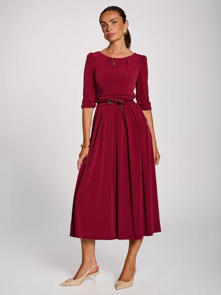 Jolie Moi Jersey Pleated Maxi Dress, Burgundy, Burgundy