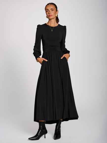Jolie Moi Jersey Long Sleeve Maxi Dress, Black, Black