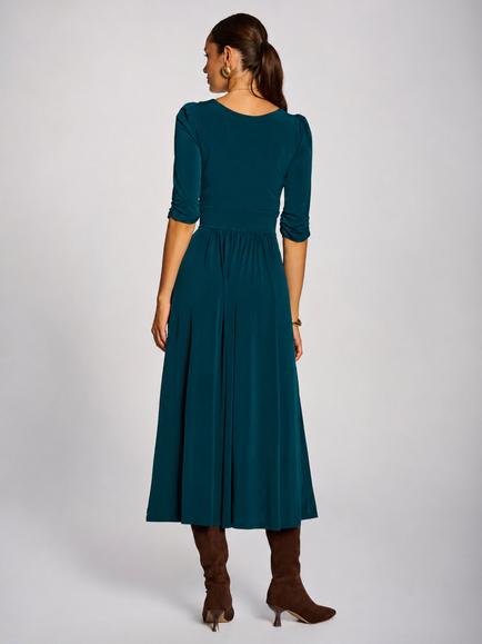 Jolie Moi Round Neck Jersey Maxi Dress, Dark Green - view 2, Dark Green