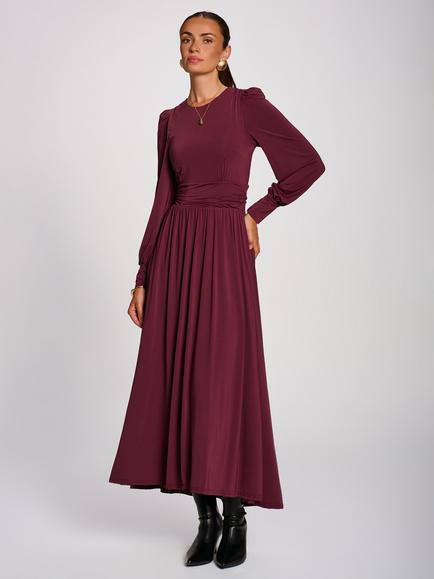 Jolie Moi Jersey Long Sleeve Maxi Dress, Burgundy, Burgundy
